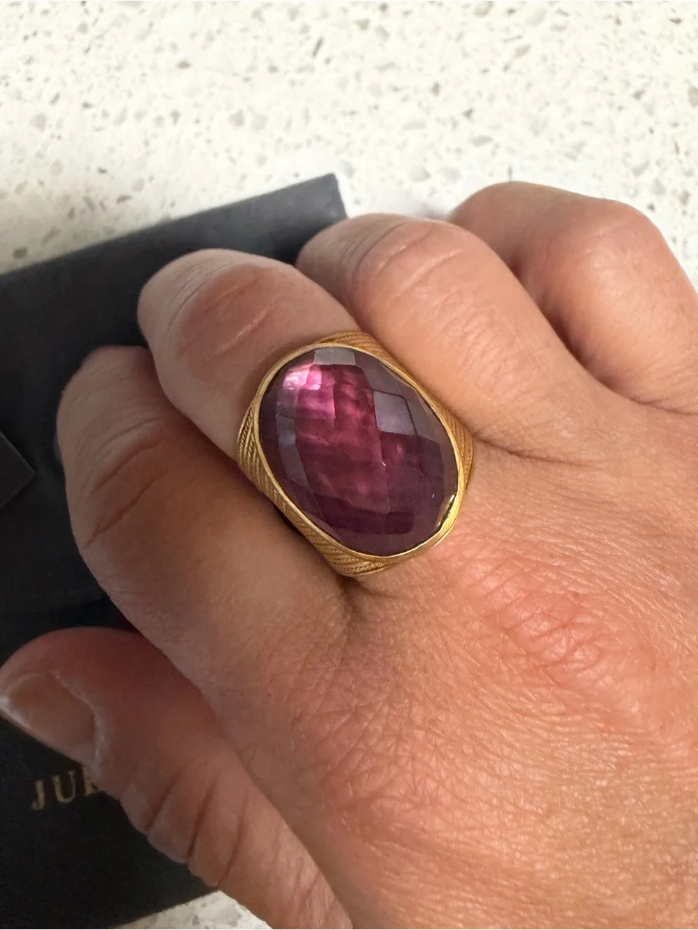 Julie Vos Gold Ring with Deep Purple Faceted Stone
